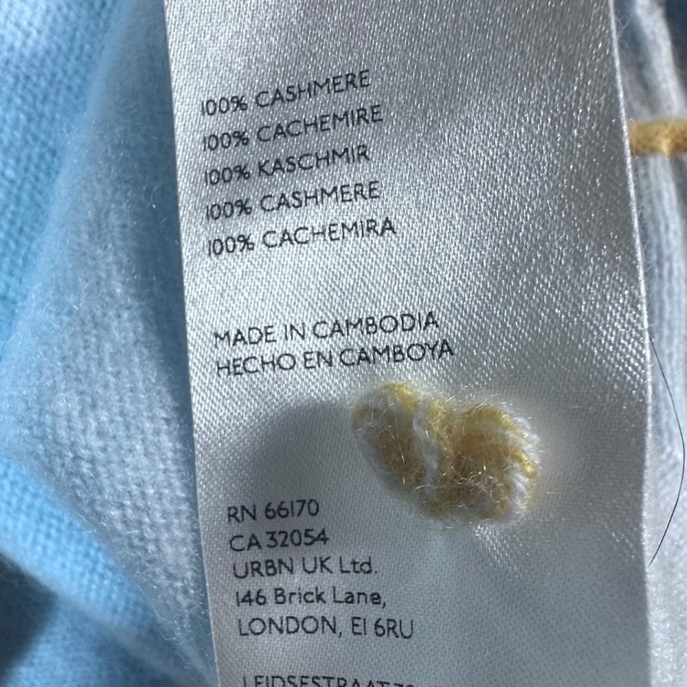 Anthropologie "The Goldie" Sweater Womens Small Blue 100% Cashmere Boxy Cropped - Picture 8 of 10